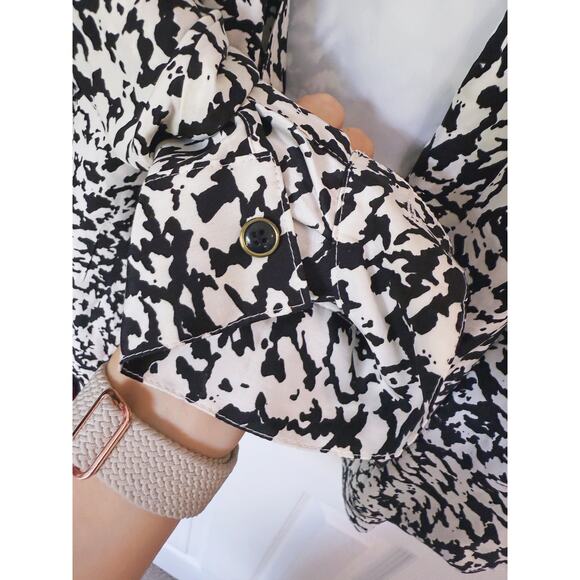 Yumi Kim Open Front Draped Silk Blazer Jacket Large Black White Corpcore Career - Picture 9 of 11